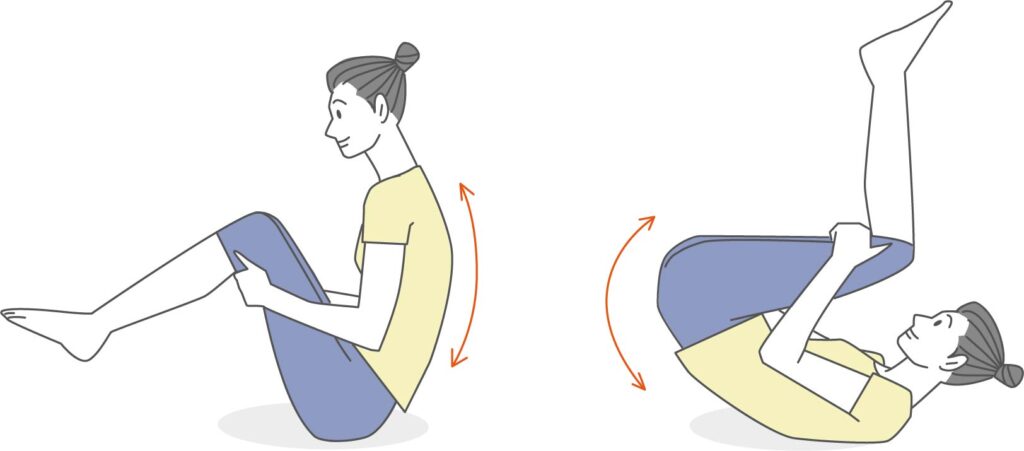 丸まって背中(反り腰)ストレッチする