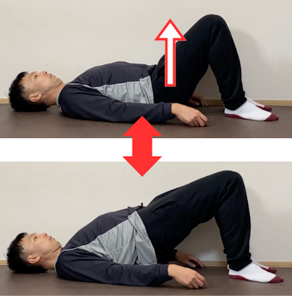 ヒップリフトを行う男性トレーナー