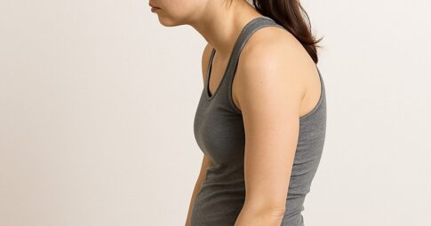 猫背姿勢の女性