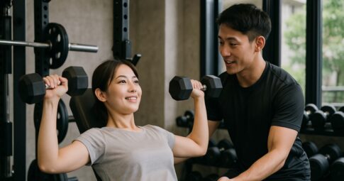 パーソナルトレーニングを受けている女性